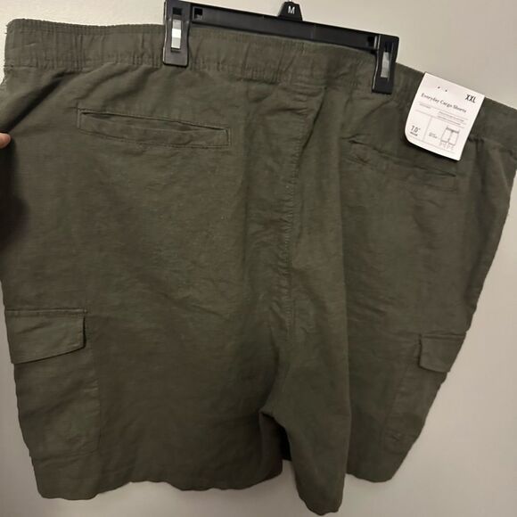 NWT Goodfellow & Co Everyday Linen Blend Cargo Shorts Olive Green Size XXL - Picture 2 of 8